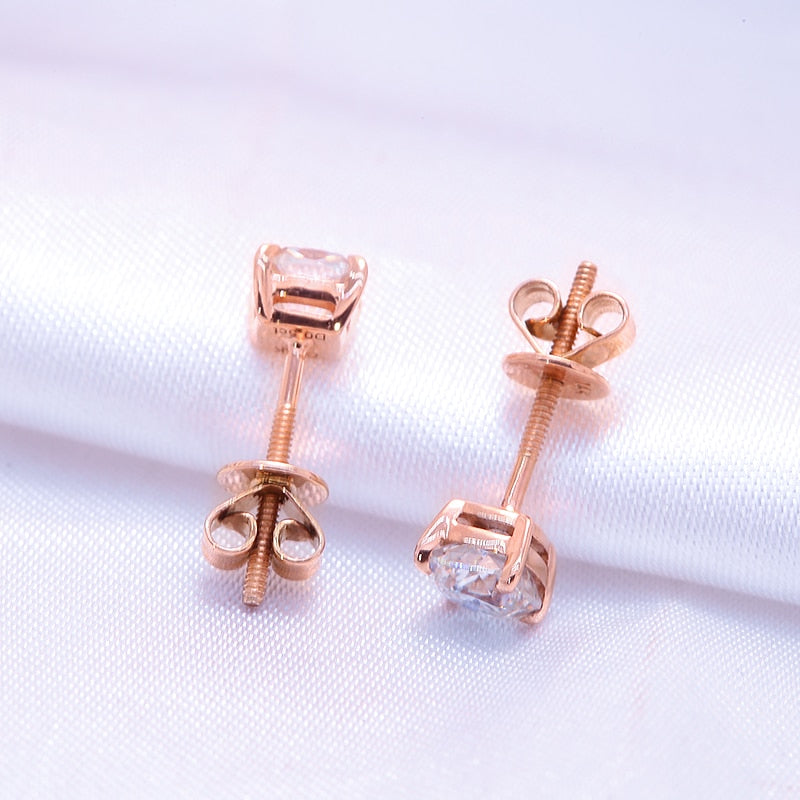 14K Rose Gold Solid Real Gold Fine Moissanite Earring 0.5carat 4.5Carat Cushion Cut Moissanite Earring Screw Back