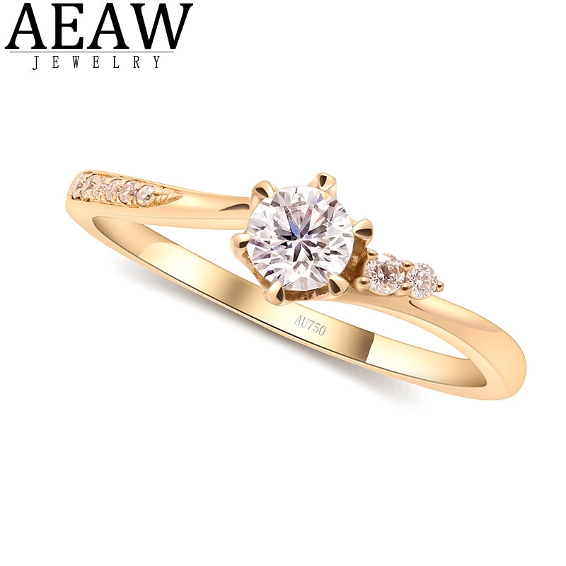 AEAW 0.3ct 4mm Round Cut EF VVS1 Moissanite 925 Silver Ring Diamond Test Passed Fashion Girlfriend Women Christmas Gift