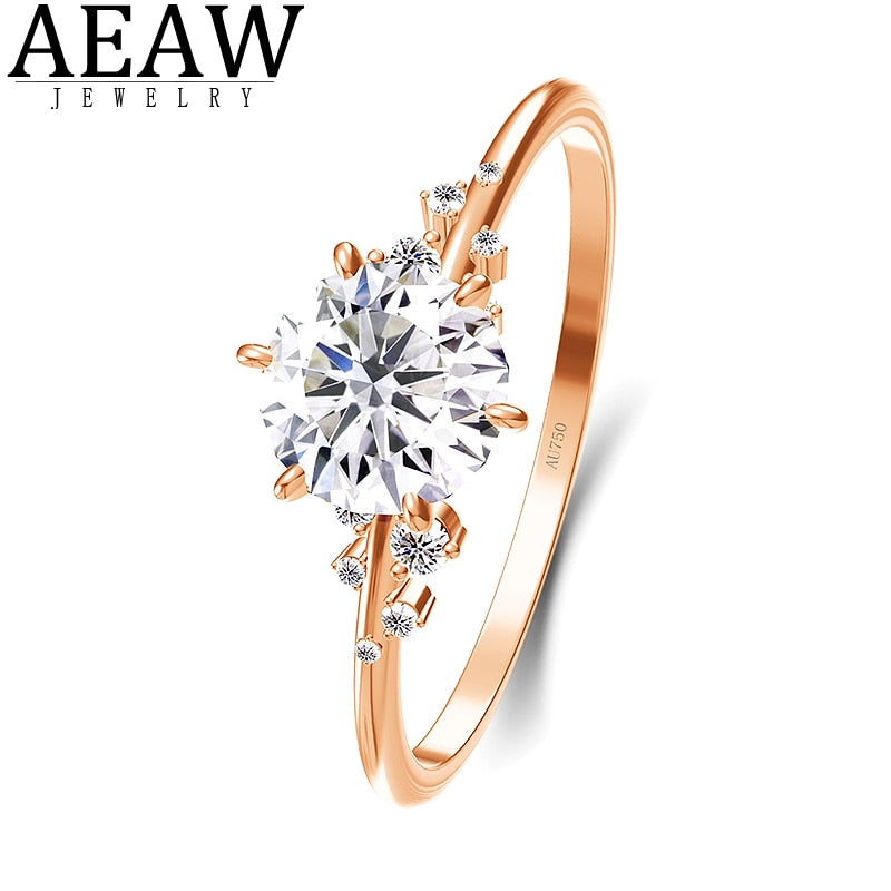 10K Rose Gold 6.5mm Moissanite Bezel Set Engagement Ring set Women Minimalist Solitaire Ruby Wedding Anniversary Promise Ring