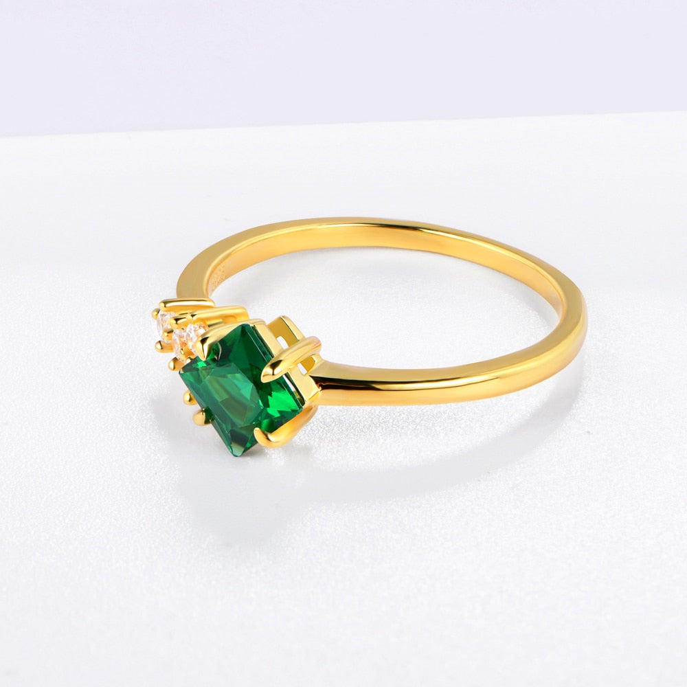 ATTAGEMS 925 Sterling Silver 18K Gold Plated Emerald Engagement Ring Wedding Bands Fine Jewelry Wholesale Drop Shipping