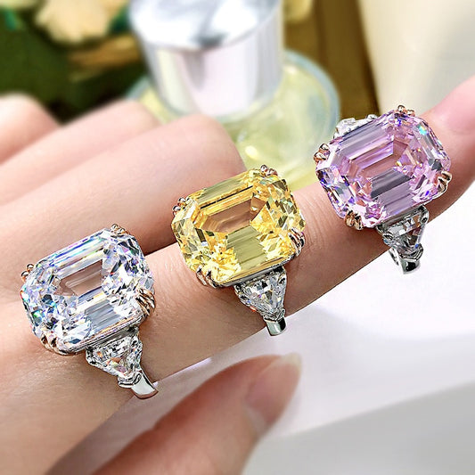 OEVAS 100% 925 Sterling Silver Sparkling 13*16mm Pink Yellow High Carbon Diamond Fine Jewelry Wedding Party Fine Jewelry Gifts