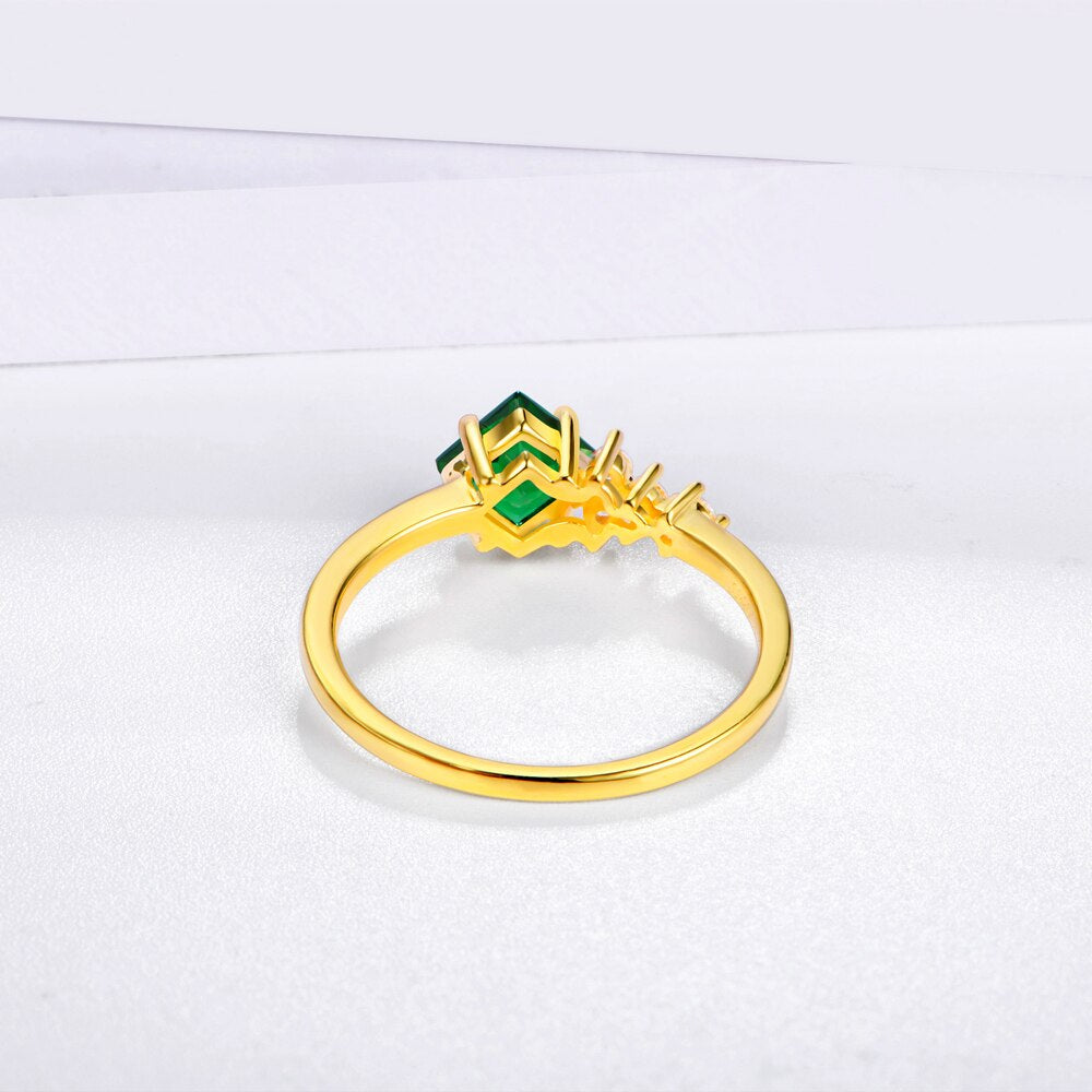 ATTAGEMS 925 Sterling Silver 18K Gold Plated Emerald Engagement Ring Wedding Bands Fine Jewelry Wholesale Drop Shipping