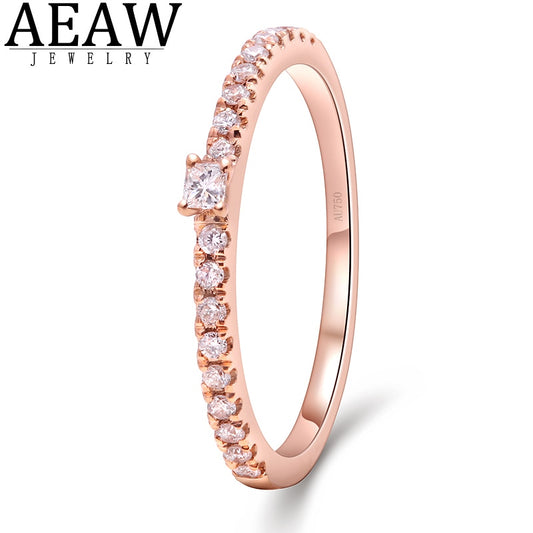 0.18ctw D Color Princess Brilliant Cut Moissanite Engagement Band Half Eternity Band Real Solid 14K Rose Gold