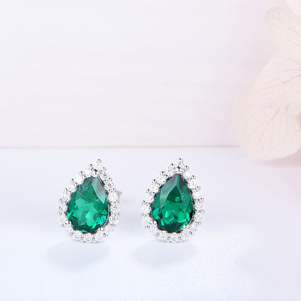 ATTAGEMS Vintage 100% 925 Sterling Silver Emerald Created Moissanite Diamonds Emerald Gemstone Earrings Ear Studs Fine Jewelry