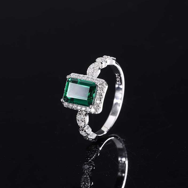 OEVAS 100% 925 Sterling Silver 6*8mm Emerald Ruby Yellow High Carbon Diamond Rings For Women Sparkling Wedding Fine Jewelry Gift