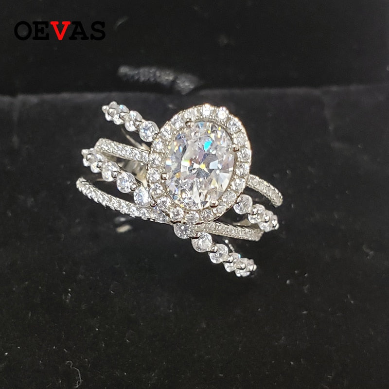 OEVAS 100% 925 Sterling Silver Bridal Rings Sparkling High Carbon Diamond Wedding Engagement Party Fine Jewelry Gifts Wholesale