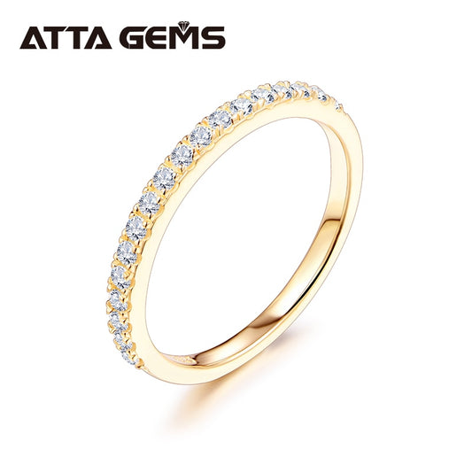 ATTAGEMS 18K Rose Gold Plated Diamond Pass Test Round Excellent Cut Total 0.27 CT Moissanite Ring for Girls Cocktail Jewelry