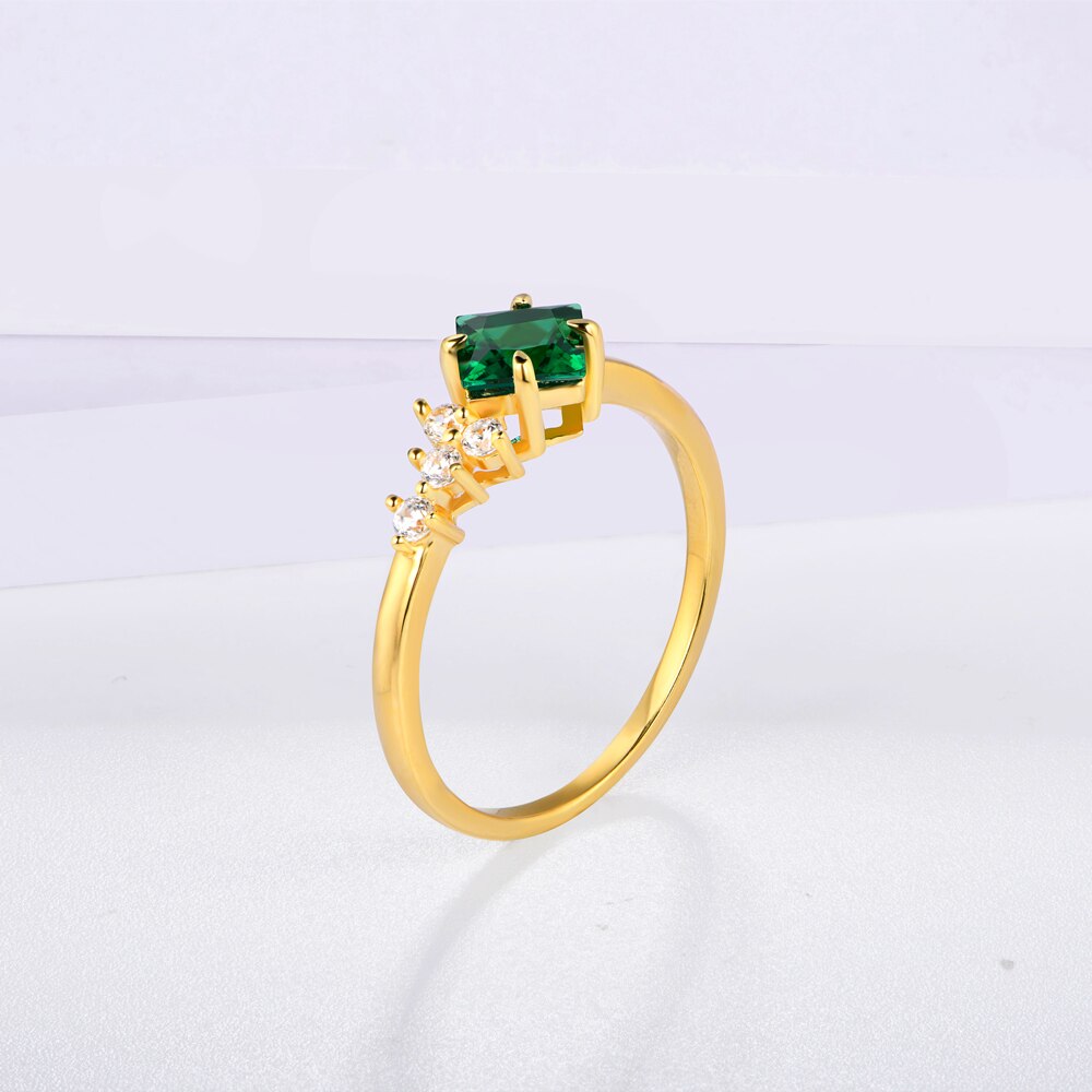 ATTAGEMS 925 Sterling Silver 18K Gold Plated Emerald Engagement Ring Wedding Bands Fine Jewelry Wholesale Drop Shipping