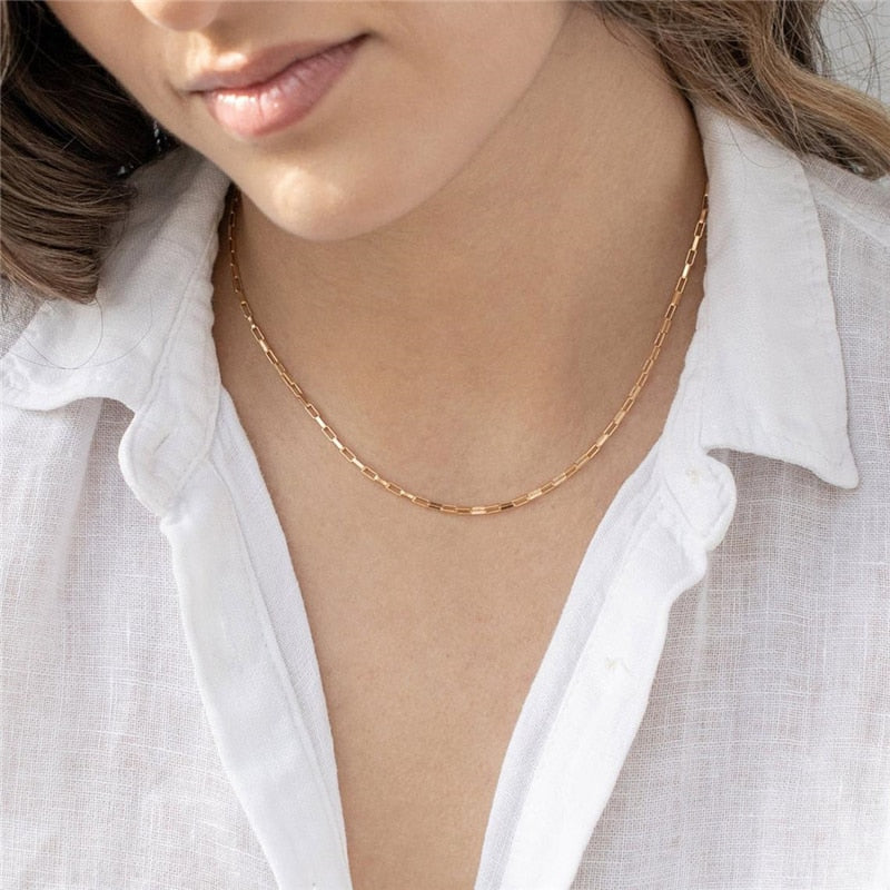 14K Gold Filled Chain Necklace Handmade Gold Choker Boho Chain Collier Femme Kolye Collares Women Jewelry Necklace for Women