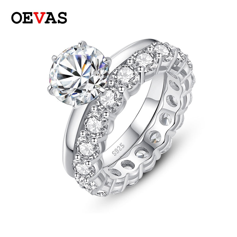 OEVAS Real 2 Carats Moissanite Bridal Rings set Top Quality 100% 925 Sterling Silver Engagement Wedding Party Fine Jewelry Gifts