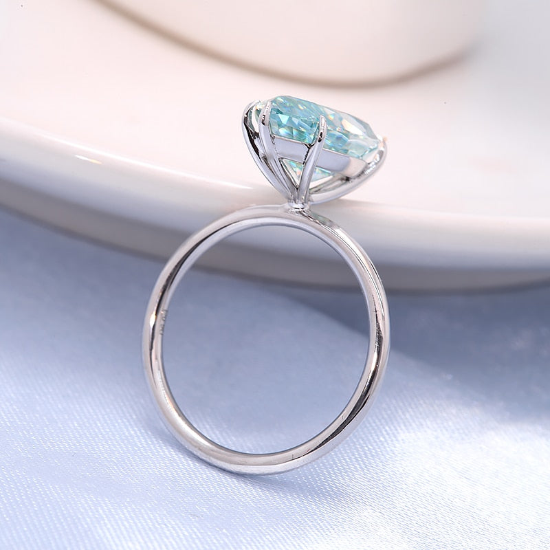 3.0carat 7X14mm Light Blue Marquise Brilliant Cut Moissanite Halo Engagement Ring 14K White Gold Fine Moissanite Diamond Ring