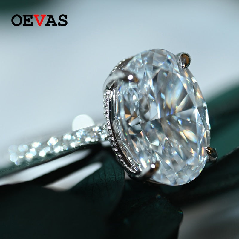 OEVAS Classic 100% 925 Sterling Silver Oval High Carbon Diamond Gemstone Wedding Engagement Ring Fine Jewelry Gifts Wholesale