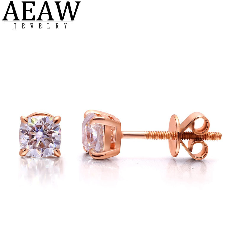 14K Rose Gold Solid Real Gold Fine Moissanite Earring 0.5carat 4.5Carat Cushion Cut Moissanite Earring Screw Back