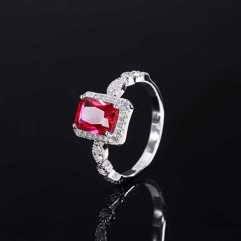 OEVAS 100% 925 Sterling Silver 6*8mm Emerald Ruby Yellow High Carbon Diamond Rings For Women Sparkling Wedding Fine Jewelry Gift