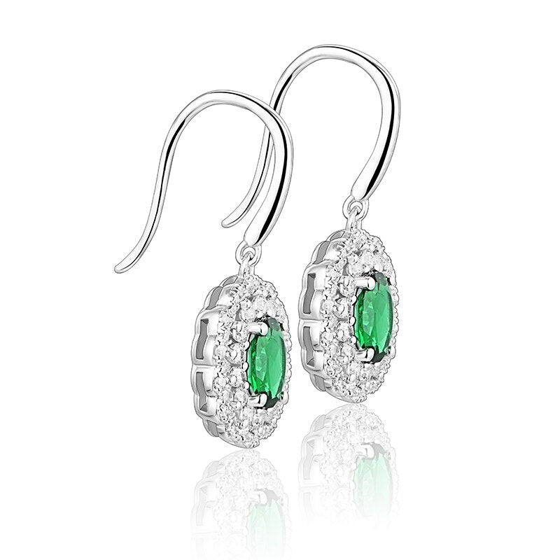 ATTAGEMS Luxury 925 Sterling Silver Emerald Moissanite Gemstone Drop Dangle Wedding Engagement Earrings Fine Jewelry for Women