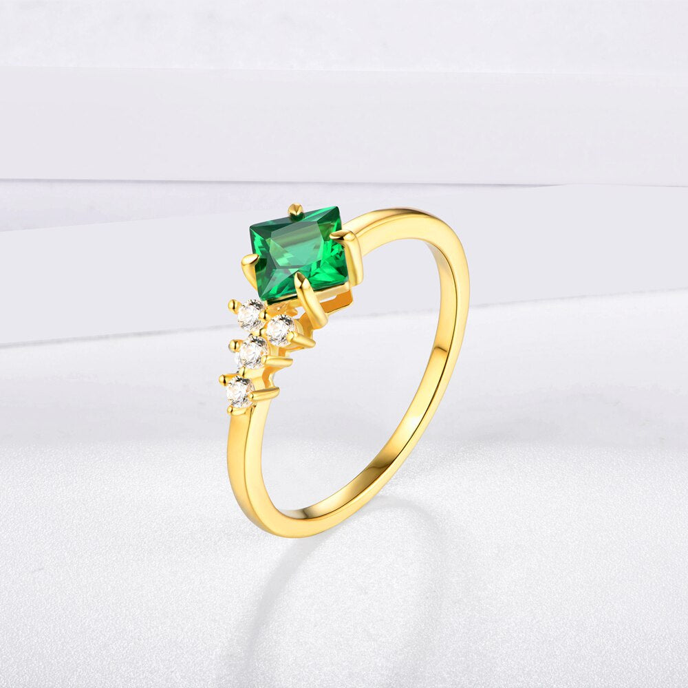 ATTAGEMS 925 Sterling Silver 18K Gold Plated Emerald Engagement Ring Wedding Bands Fine Jewelry Wholesale Drop Shipping