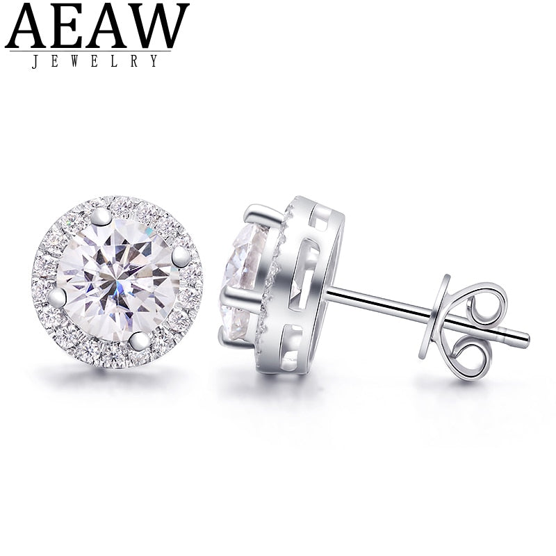 AEAW 2ctw DEF White Diamond Test Passed Moissanite Silver Earring Jewelry GemStone Girlfriend Gift Special Price for Women