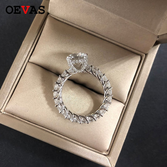 OEVAS 9*9MM 5CT Zircon Sparking High Carbon Diamond Wedding Rings For Women Real 925 Sterling Silver Engagement Fine Jewelry