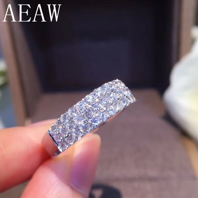 AEAW 1.2CTW Carat F Color Lab Grown Moissanite Round Diamond Engagement Wedding Band 925 Silver For Women