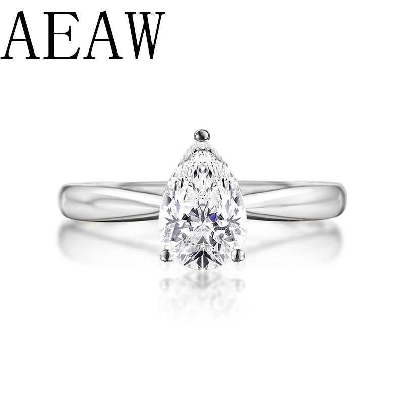 AEAW 0.5ct  Pear Cut Forever Brilliant Moissanite Engagement Ring 925 Sliver Unique Moissanite Wedding Bridal Ring For Women