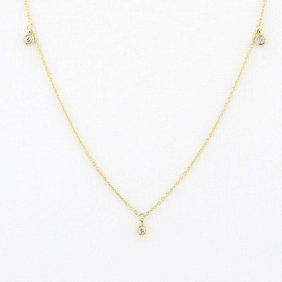 14K Yellow White Gold DF Color 5pcs 4.0mm Moissanite Pendant With 14K Gold Chain Necklace For Women in Fine Jewelry