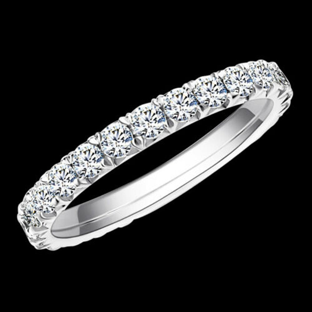 AEW S925 Silver 0.8ctw 1.8mm DF Color Moissanite Eternity Wedding Band Moissanite Ring for Women Ladies Ring