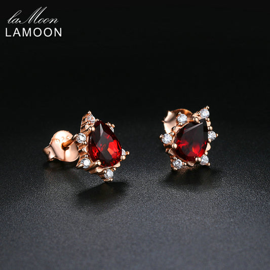 Charlotte Natural Red Garnet Earrings