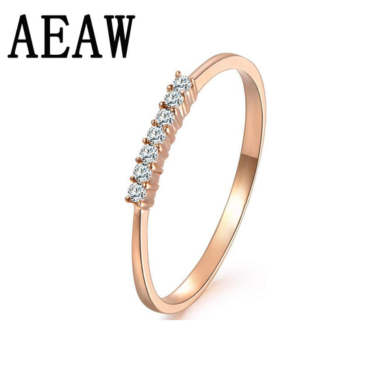 14K Rose Gold Round Natural Diamond Engagement Ring Band Wedding for Women