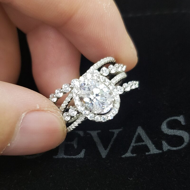 OEVAS 100% 925 Sterling Silver Bridal Rings Sparkling High Carbon Diamond Wedding Engagement Party Fine Jewelry Gifts Wholesale