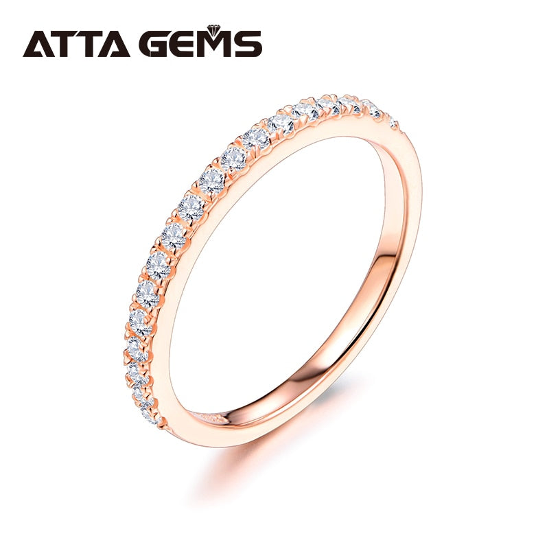 ATTAGEMS 18K Rose Gold Plated Diamond Pass Test Round Excellent Cut Total 0.27 CT Moissanite Ring for Girls Cocktail Jewelry