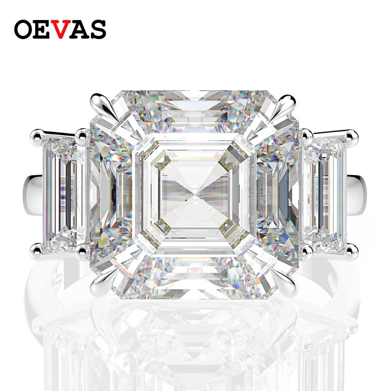 OEVAS Luxury Solid 925 Sterling Silver Created Moissanite Gemstone Wedding Engagement Diamonds Ring Fine Jewelry Gift Wholesale