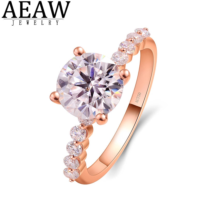 14k Rose Gold 2.0ct 8.0mm Round Brilliant Cut Moissanite Engagement Halo 4-Prong Setting Ring  DF Color VVS1 for Lady Gift