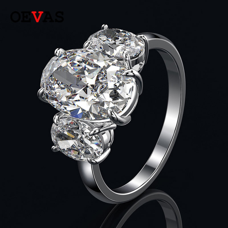 OEVAS Created Moissanite Gemstone Diamonds Rings For Women Real 925 Sterling Silver Wedding Engagement Party Fine Jewelry Gift