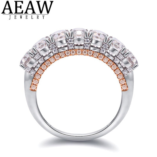 AEAW 3.5CT Crushed Ice Oval Moissanite 18K 14K White Gold Ring for Women D VVS Solitaire Ring for Engagement Party Wedding