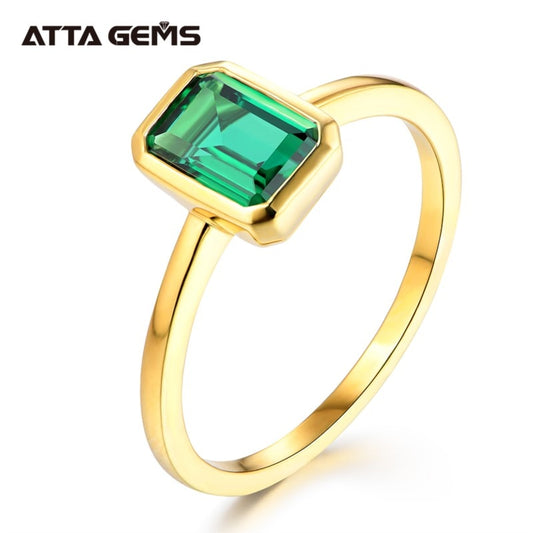 ATTAGEMS 18K Gold Plated Emerald Rings for Women Real Silver 925 Ring Mens Jewelry Brand Anniversary Party Gift Wholesale